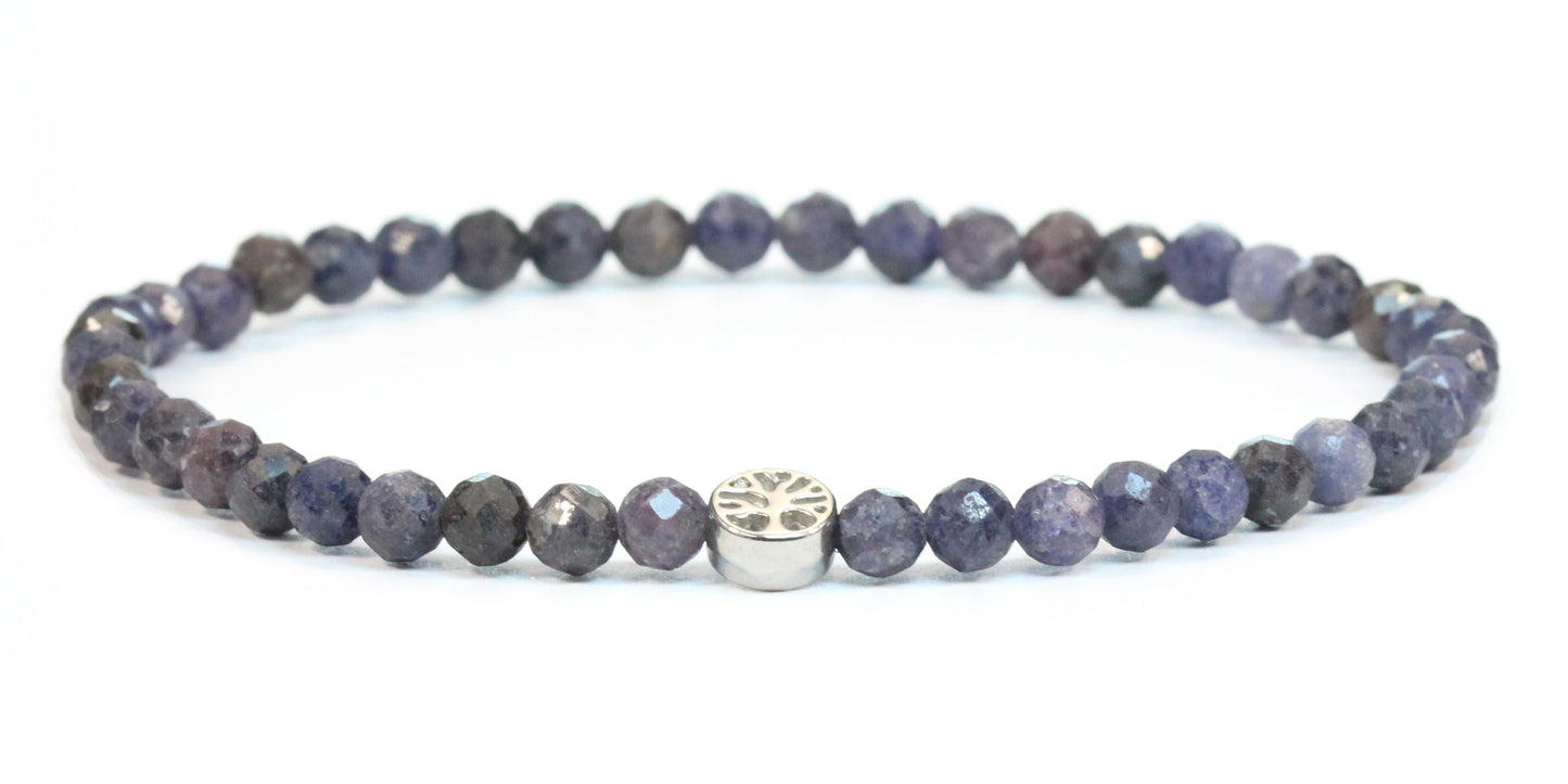 Echtes Saphir Edelstein Armband 4mm facettiert mit Lebensbaum
