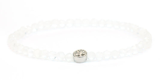Echtes Mondstein Edelstein Armband 4mm facettiert mit Lebensbaum