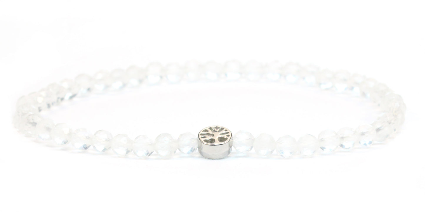 Echtes Bergkristall Edelstein Armband 4mm facettiert mit Lebensbaum