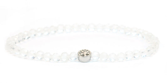 Echtes Bergkristall Edelstein Armband 4mm facettiert mit Lebensbaum