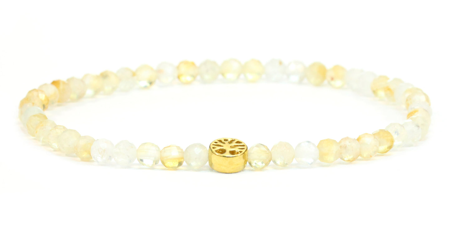 Echtes Citrin Edelstein Armband 4mm facettiert mit Lebensbaum