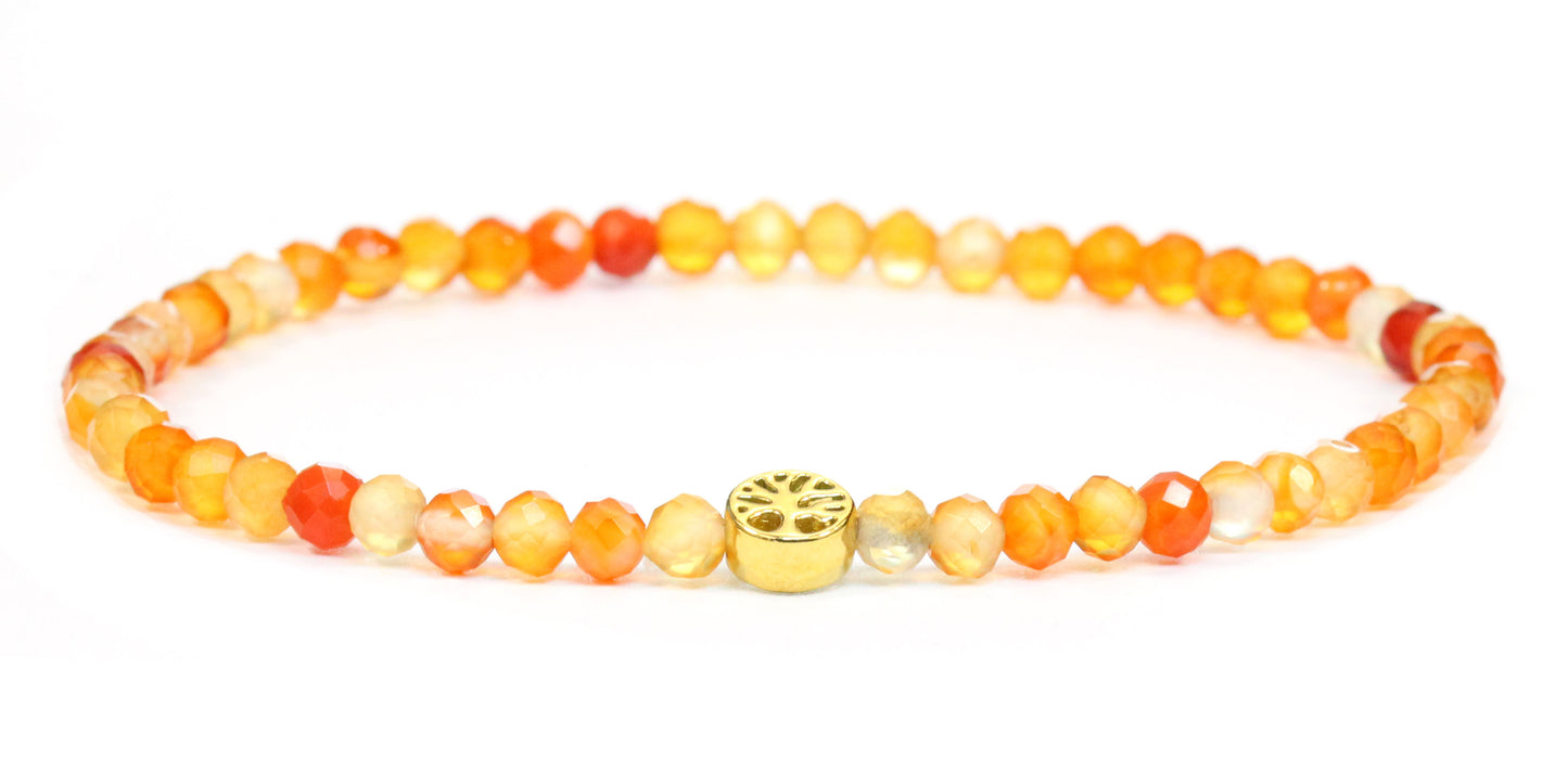 Echtes Karneol Edelstein Armband 4mm facettiert mit Lebensbaum