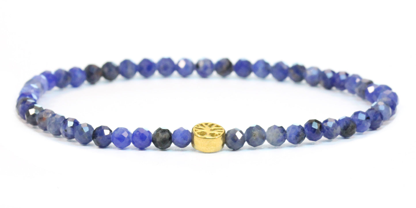 Echtes Sodalith Edelstein Armband 4mm facettiert mit Lebensbaum
