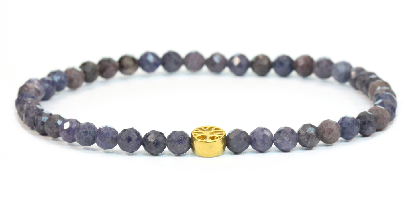 Echtes Saphir Edelstein Armband 4mm facettiert mit Lebensbaum