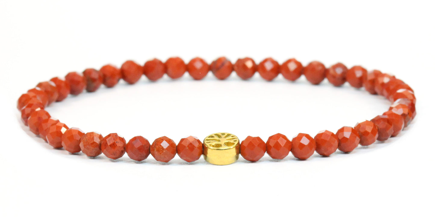 Echtes Roter Jaspis Edelstein Armband 4mm facettiert mit Lebensbaum