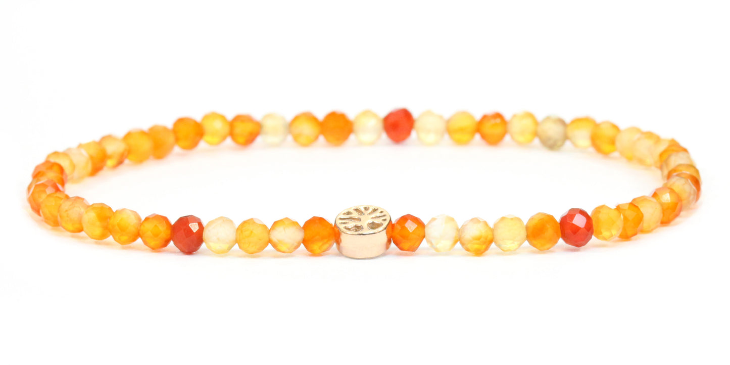 Echtes Karneol Edelstein Armband 4mm facettiert mit Lebensbaum