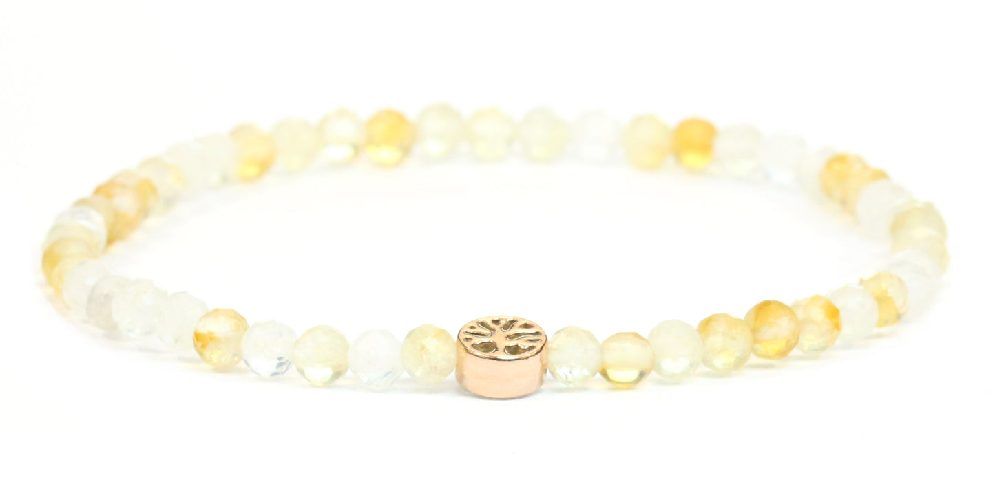 Echtes Citrin Edelstein Armband 4mm facettiert mit Lebensbaum