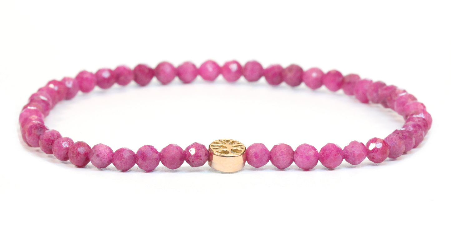 Echtes Rubin Edelstein Armband 4mm facettiert mit Lebensbaum