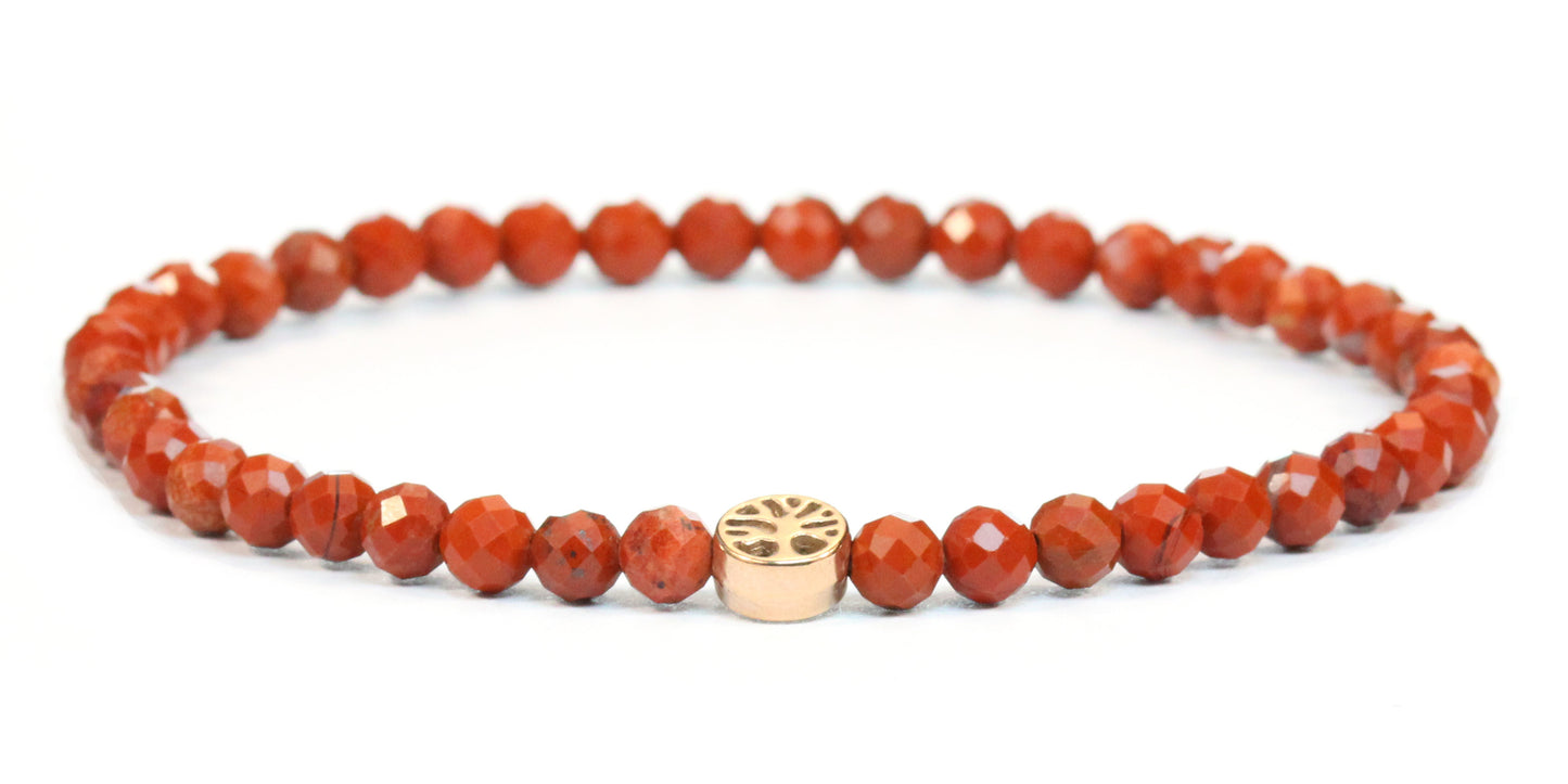 Echtes Roter Jaspis Edelstein Armband 4mm facettiert mit Lebensbaum