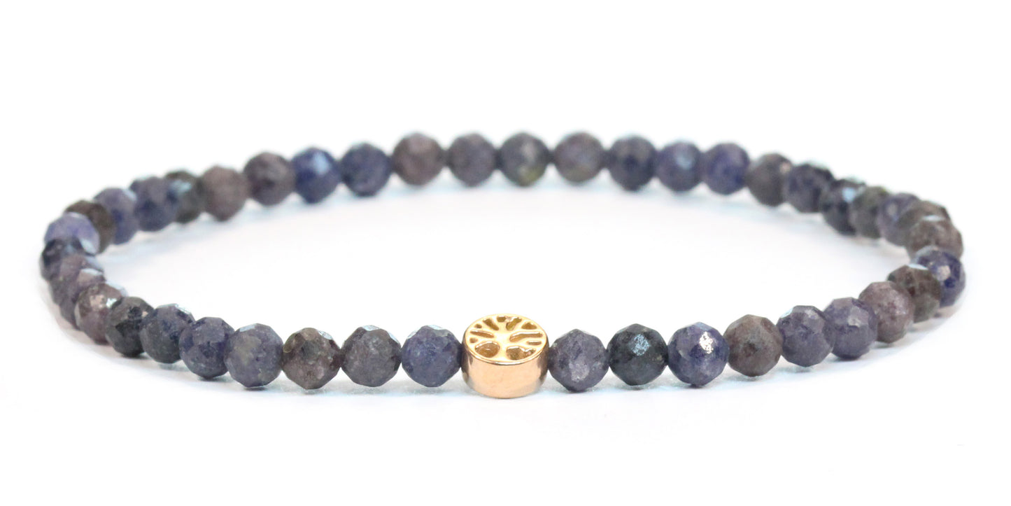 Echtes Saphir Edelstein Armband 4mm facettiert mit Lebensbaum