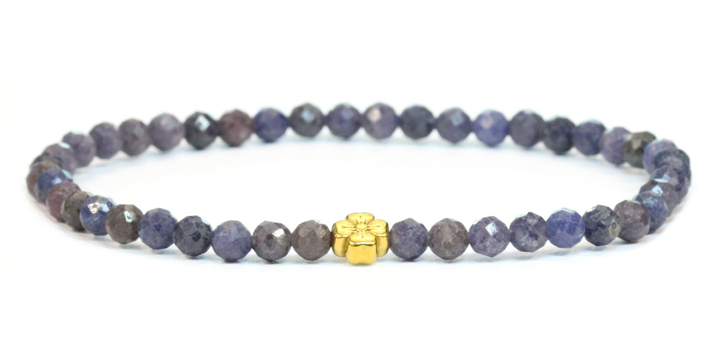 Echtes Saphir Edelstein Armband 4mm facettiert mit Blüte