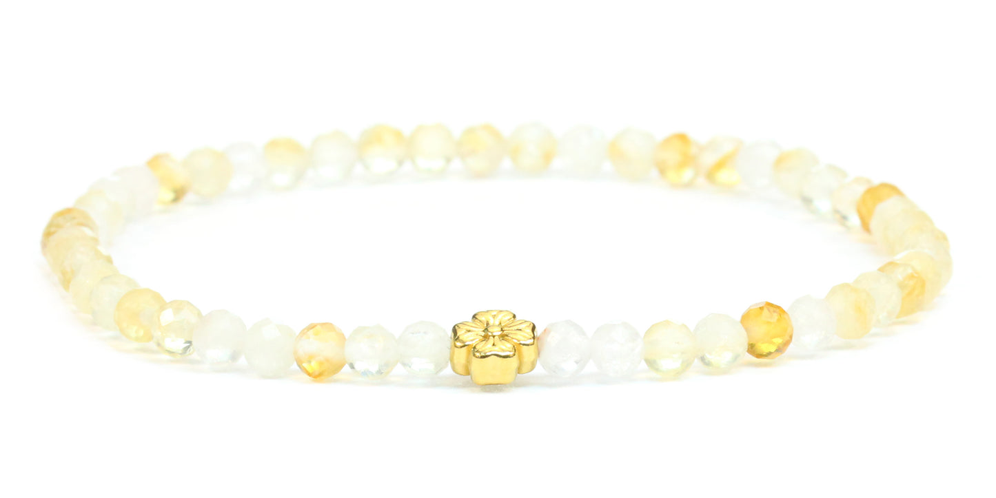 Echtes Citrin Edelstein Armband 4mm facettiert mit Blüte