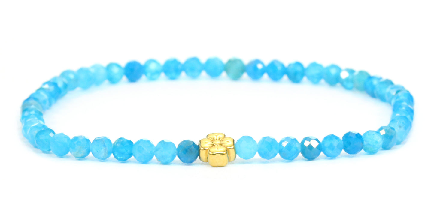 Echtes Apatit Edelstein Armband 4mm facettiert mit Blüte