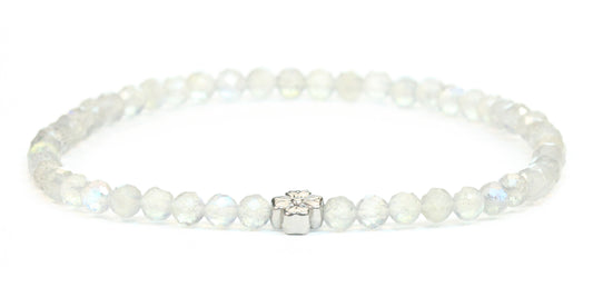 Echtes Labradorit Edelstein Armband 4mm facettiert mit Blüte