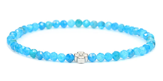 Echtes Apatit Edelstein Armband 4mm facettiert mit Blüte