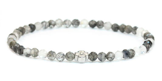 Echtes Turmalinquarz Edelstein Armband 4mm facettiert mit Blüte