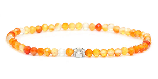 Echtes Karneol Edelstein Armband 4mm facettiert mit Blüte