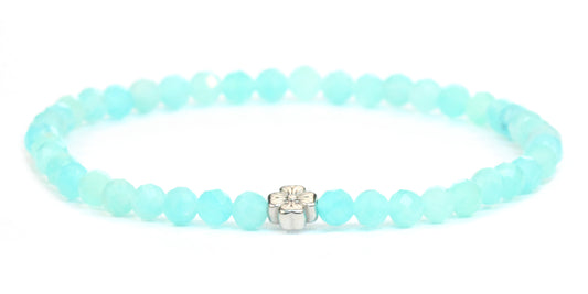 Echtes Amazonit Edelstein Armband 4mm facettiert mit Blüte