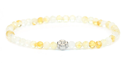 Echtes Citrin Edelstein Armband 4mm facettiert mit Blüte