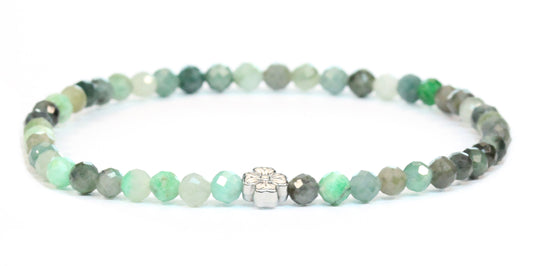 Echtes Smaragd Edelstein Armband 4mm facettiert mit Blüte