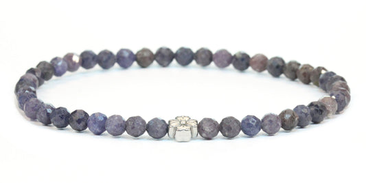 Echtes Saphir Edelstein Armband 4mm facettiert mit Blüte