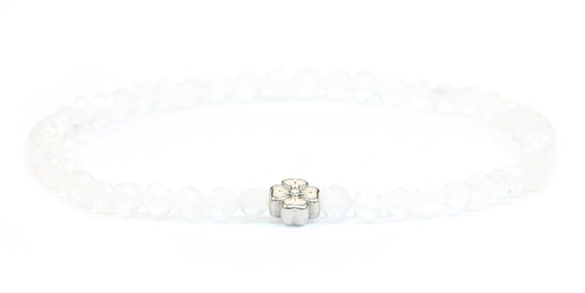 Echtes Mondstein Edelstein Armband 4mm facettiert mit Blüte