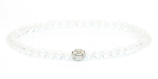 Echtes Bergkristall Edelstein Armband 4mm facettiert mit Blüte