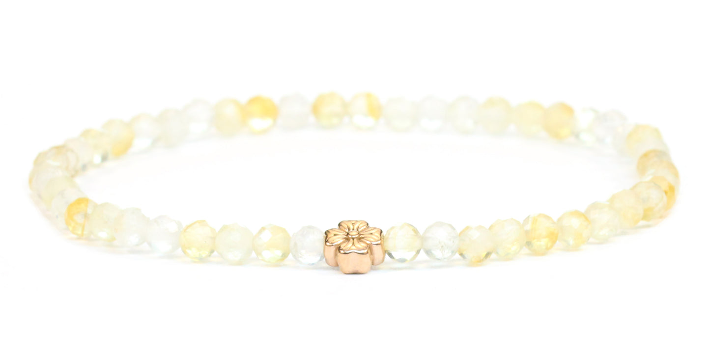 Echtes Citrin Edelstein Armband 4mm facettiert mit Blüte