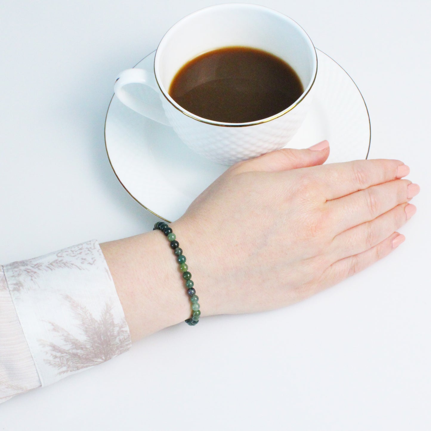 Echtes Moosachat Edelstein Armband 4mm
