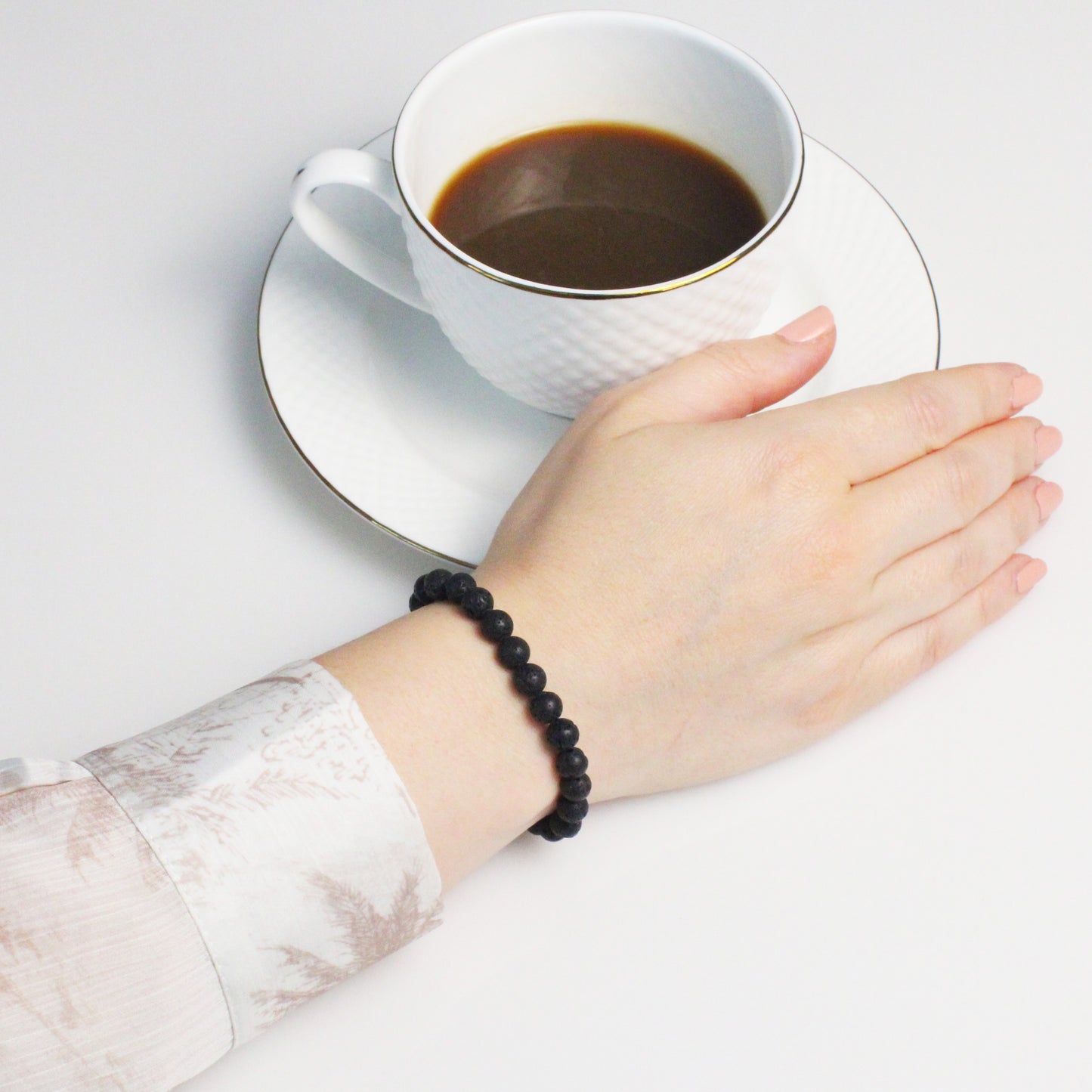 Echtes Lavastein Edelstein Armband 6mm