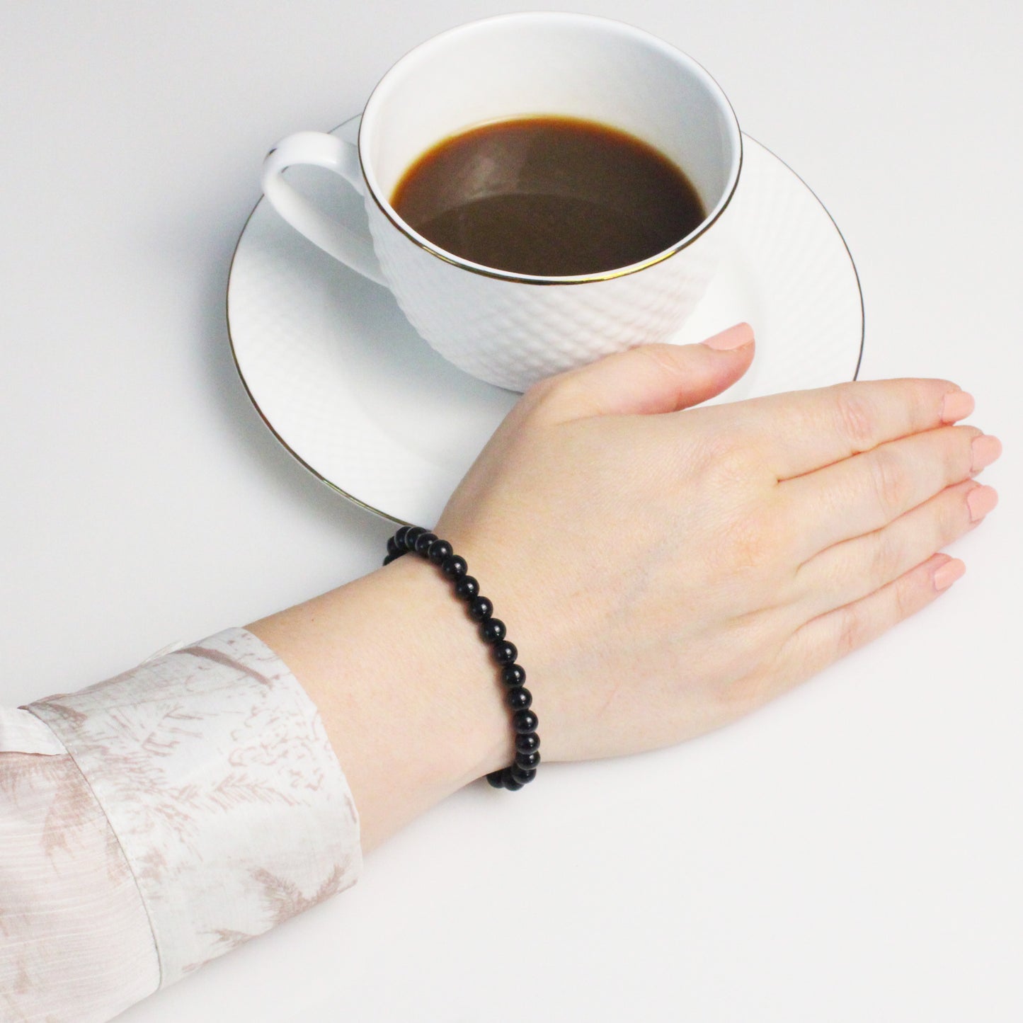 Echtes Schwarzer Turmalin Edelstein Armband 6mm