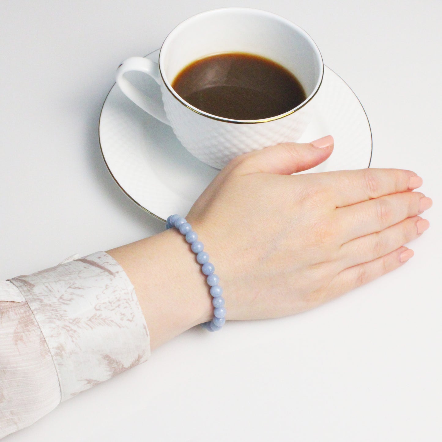 Echtes Blauer Angelit Edelstein Armband 6mm