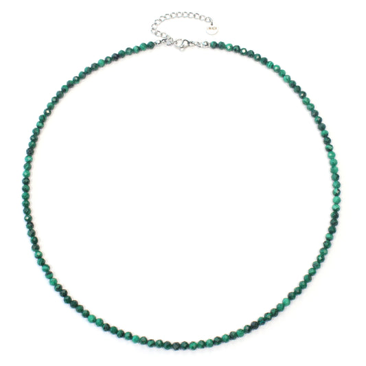 Malachit Edelstein Halskette 4mm facettiert - Länge verstellbar