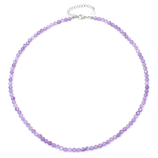 Amethyst Edelstein Halskette 4mm facettiert - Länge verstellbar
