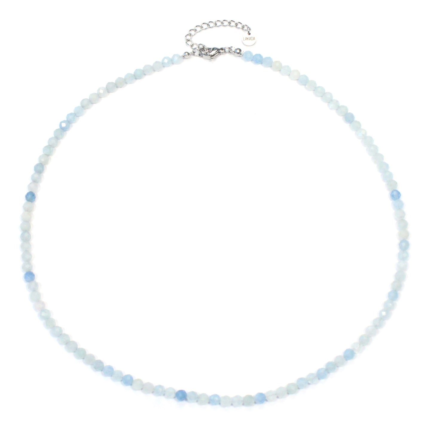 Aquamarin Edelstein Halskette 4mm facettiert - Länge verstellbar