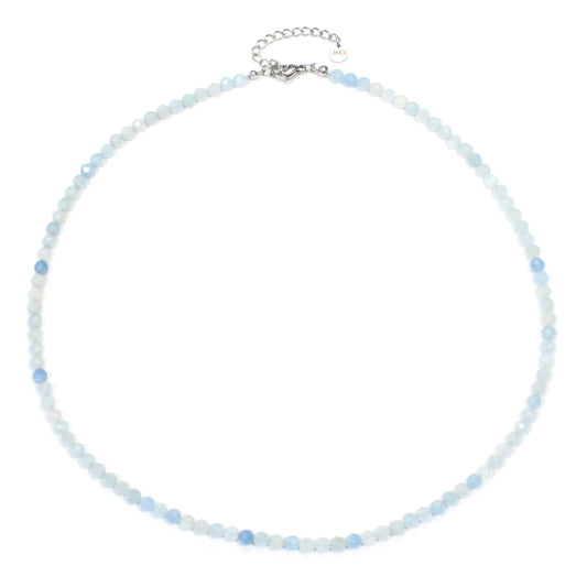 Aquamarin Edelstein Halskette 4mm facettiert - Länge verstellbar
