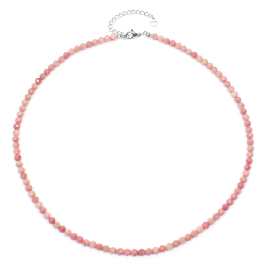 Rhodonit Edelstein Halskette 4mm facettiert - Länge verstellbar