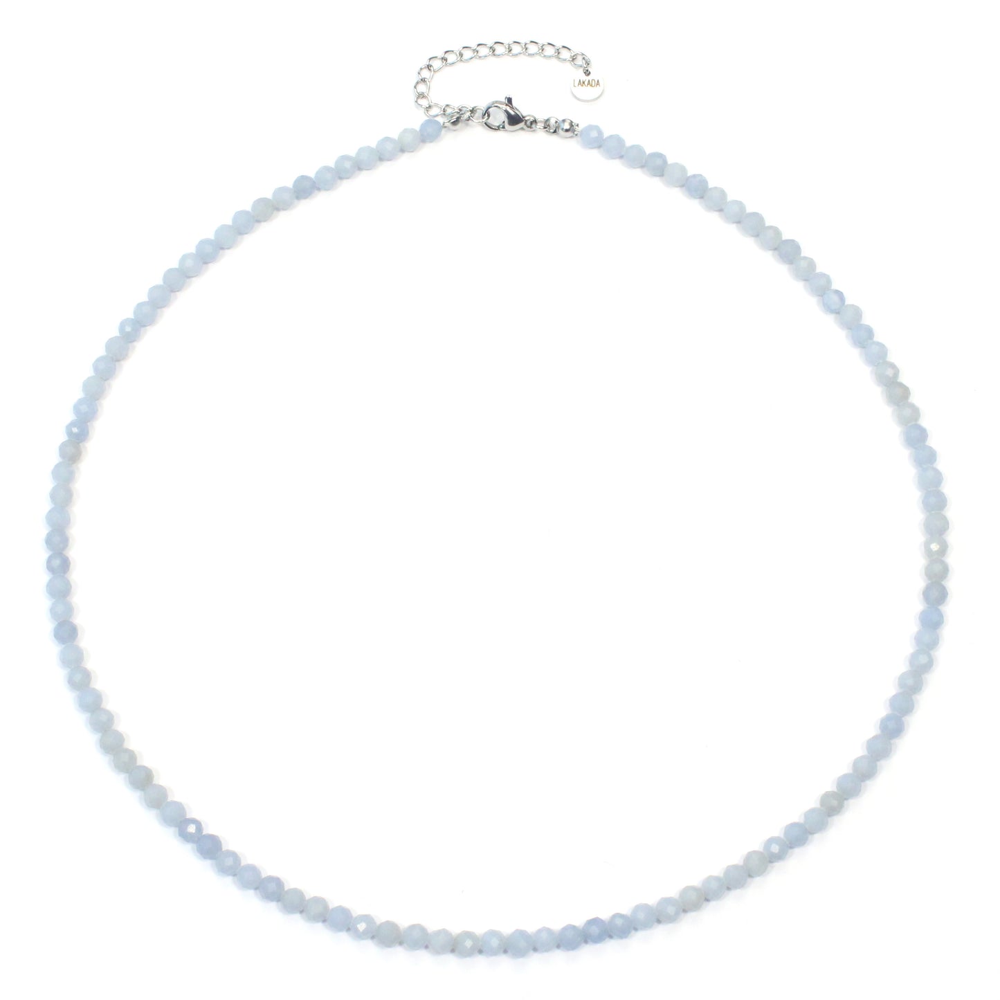 Blauer Angelit Edelstein Halskette 4mm facettiert - Länge verstellbar