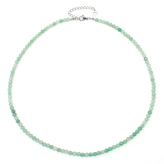 Grüner Aventurin Edelstein Halskette 4mm facettiert - Länge verstellbar