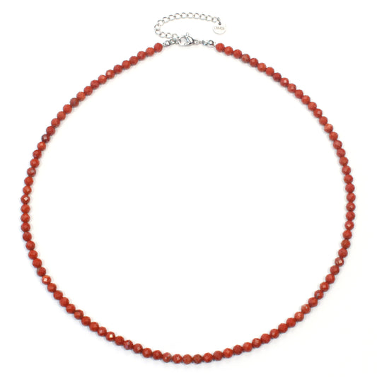 Roter Jaspis Edelstein Halskette 4mm facettiert - Länge verstellbar