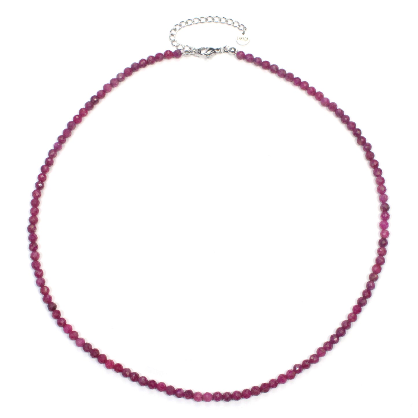 Rubin Edelstein Halskette 4mm facettiert - Länge verstellbar