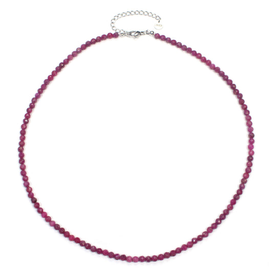 Rubin Edelstein Halskette 4mm facettiert - Länge verstellbar