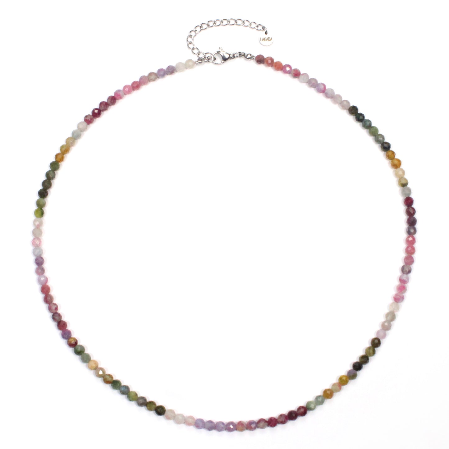 Regenbogenturmalin Edelstein Halskette 4mm facettiert - Länge verstellbar