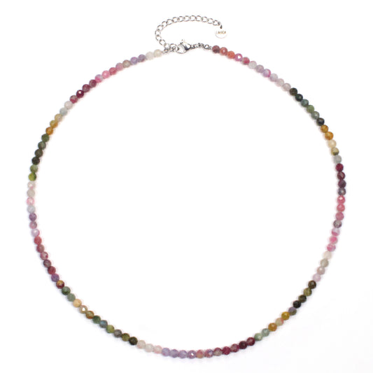 Regenbogenturmalin Edelstein Halskette 4mm facettiert - Länge verstellbar