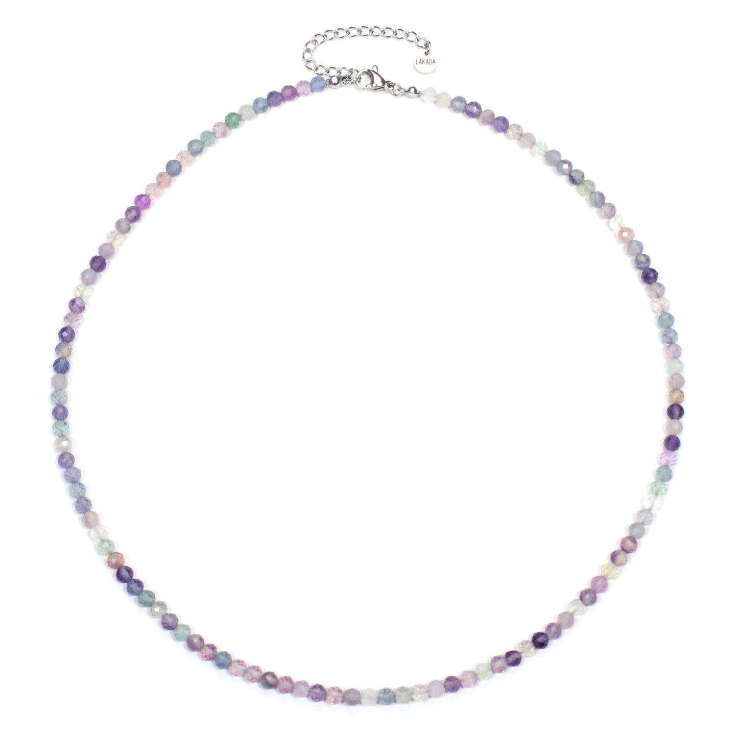 Regenbogenfluorit Edelstein Halskette 4mm facettiert - Länge verstellbar
