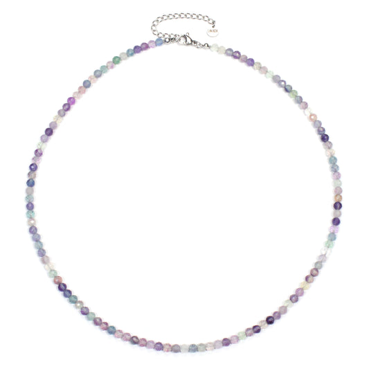 Regenbogenfluorit Edelstein Halskette 4mm facettiert - Länge verstellbar