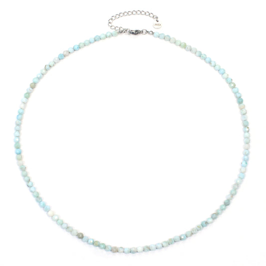 Larimar Edelstein Halskette 4mm facettiert - Länge verstellbar