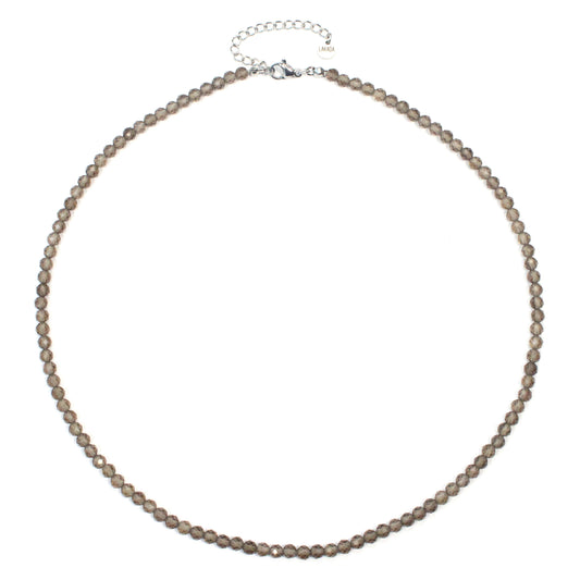 Rauchquarz Edelstein Halskette 4mm facettiert - Länge verstellbar