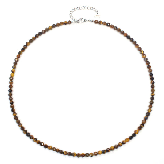 Tigerauge Edelstein Halskette 4mm facettiert - Länge verstellbar
