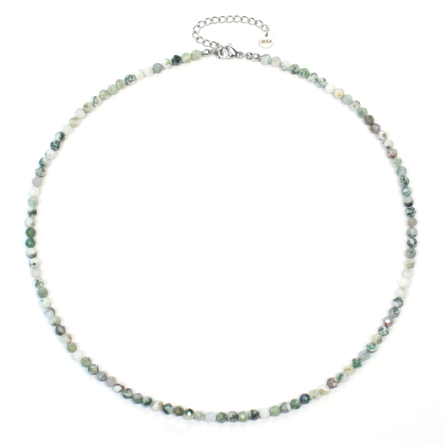 Baumachat Edelstein Halskette 4mm facettiert - Länge verstellbar